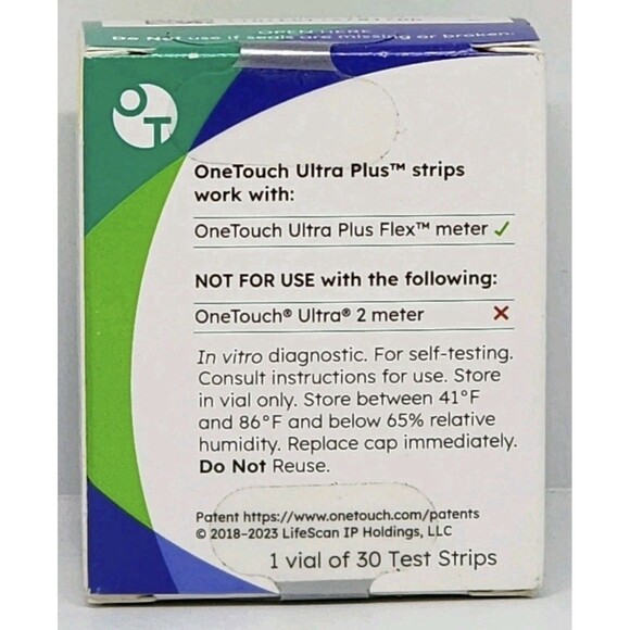 Onetouch Ultra Plus Blood Glucose Test Strips 30 Count - Long Exp 2027-03-31 10z - Picture 2 of 5